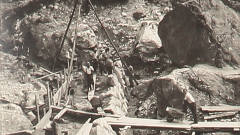 Bau Wasserkraftwerke in 1940 für die Lodenwalke Ramsau